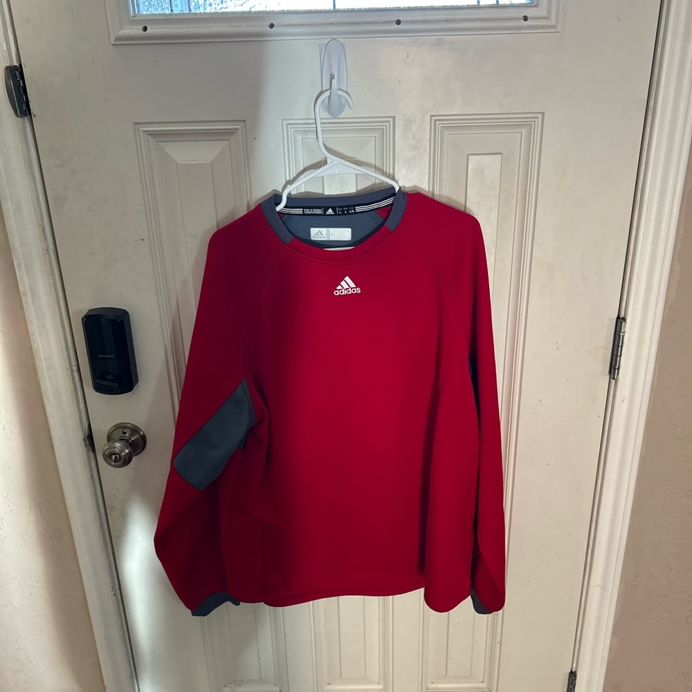Adidas Red and Gray Crewneck